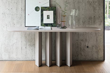 Geometric clay freestanding console by Bonaldo