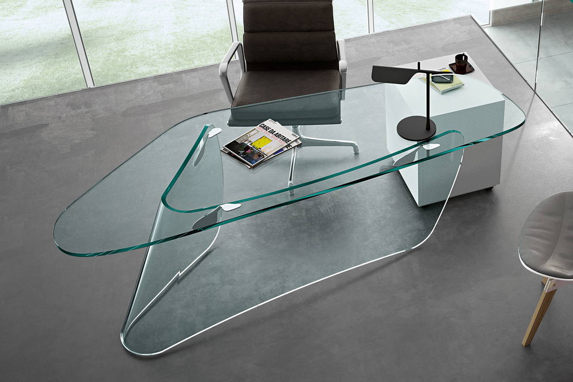 Graph office desk by Fiam Italia aerial view Graph office desk by Fiam Italia aerial view
