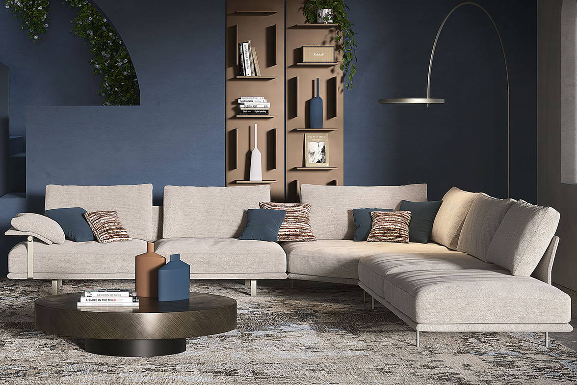 Heston Sectional Sofa with Peninsula from Cattelan Italia Heston Sectional Sofa with Peninsula from Cattelan Italia