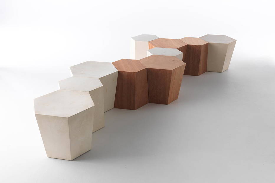 Hexagon end tables by Horm