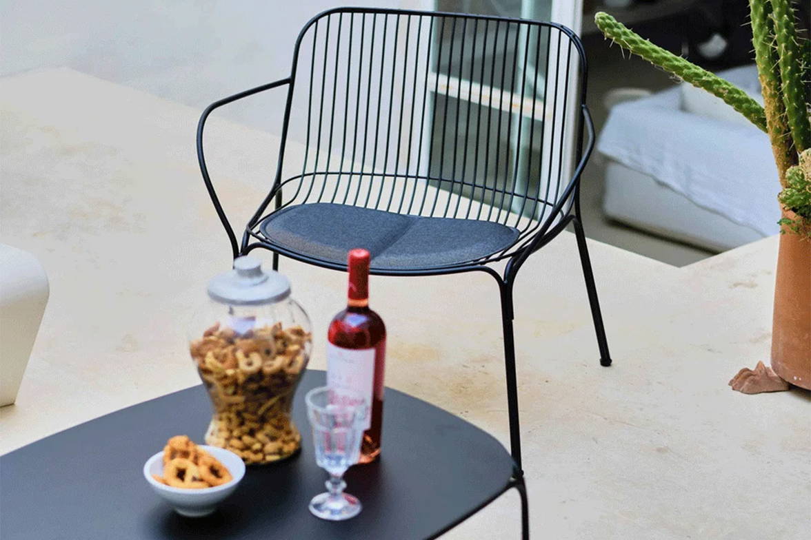 Hiray Armchair in Black finish with Anthracite seat cushion Hiray Armchair in Black finish with Anthracite seat cushion