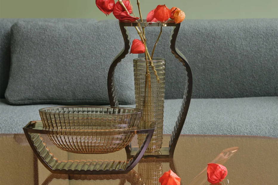 Shine Vases by Kartell, in transparent green finish 