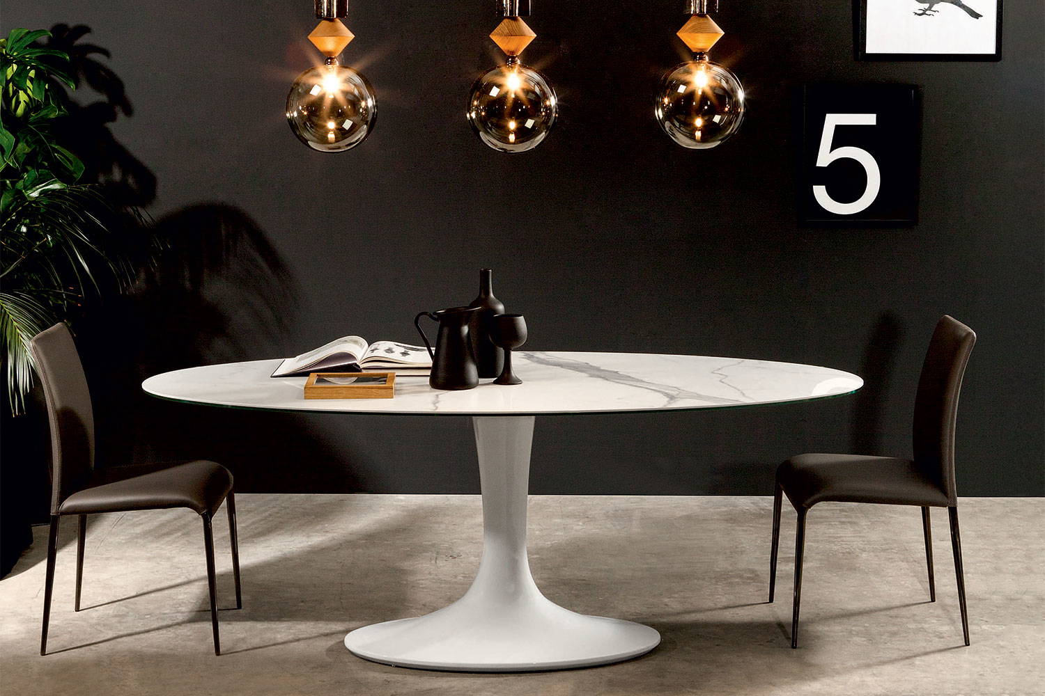 Imperial dining table with Statuary marble effect porcelain  top