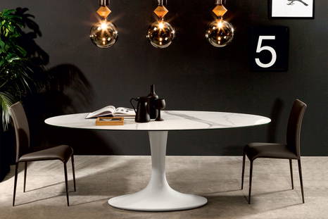Imperial dining table with Statuary marble effect porcelain  top