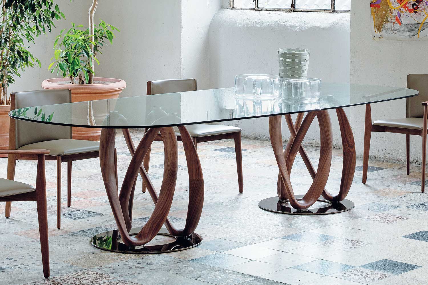Infinity Double Pedestal Dining Table by Porada | room service 360°