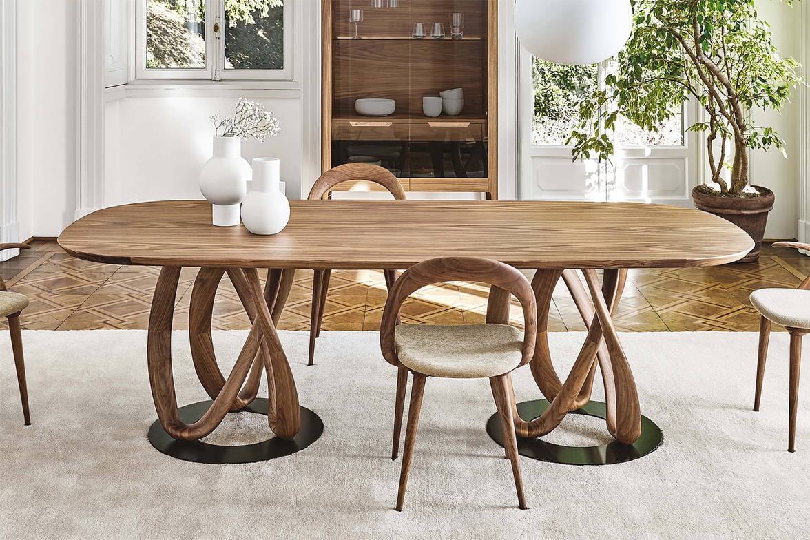 Infinity wood double pedestal dining table by Porada in Canaletto walnut Infinity wood double pedestal dining table by Porada in Canaletto walnut