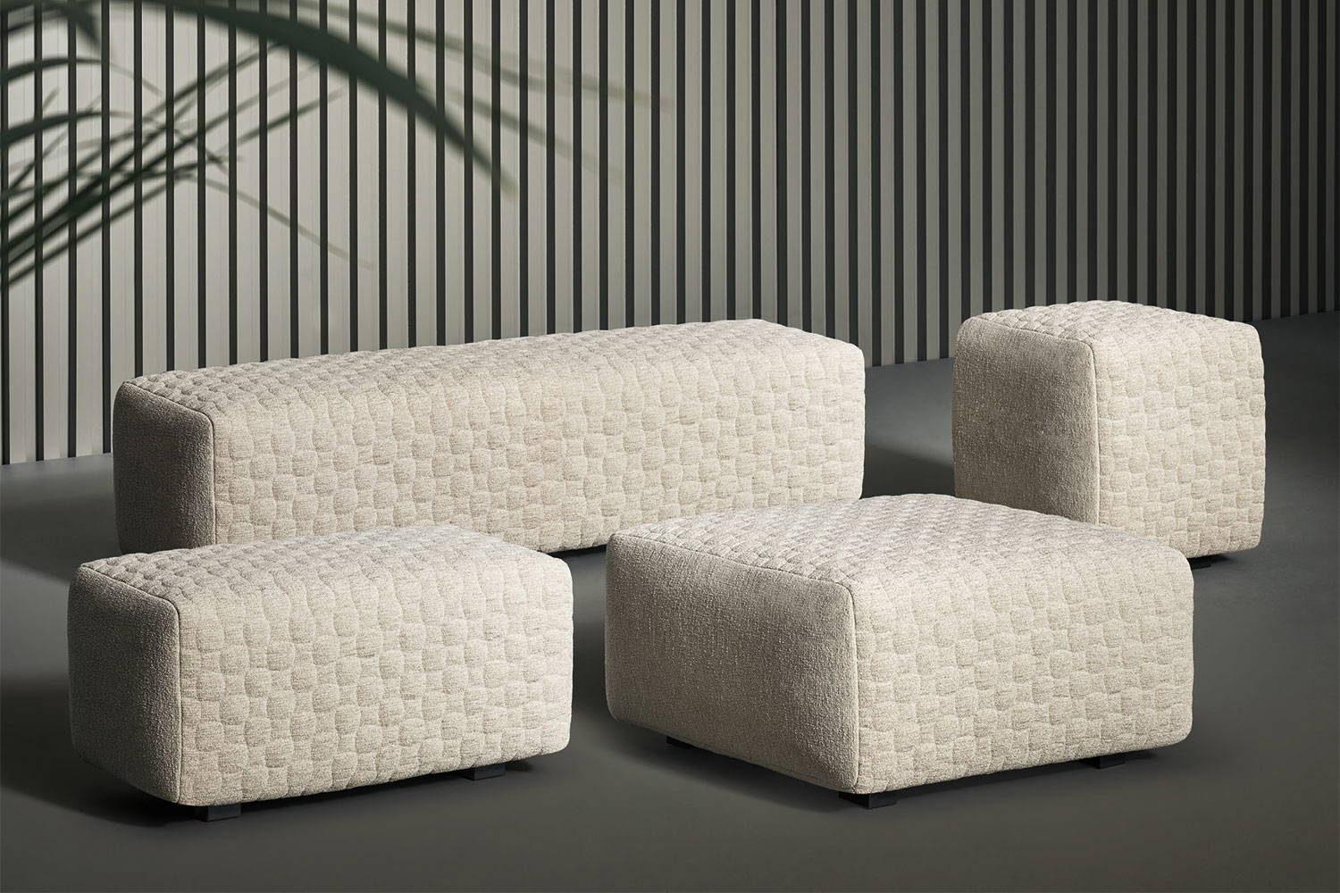 A group of Intrecci Ottomans.