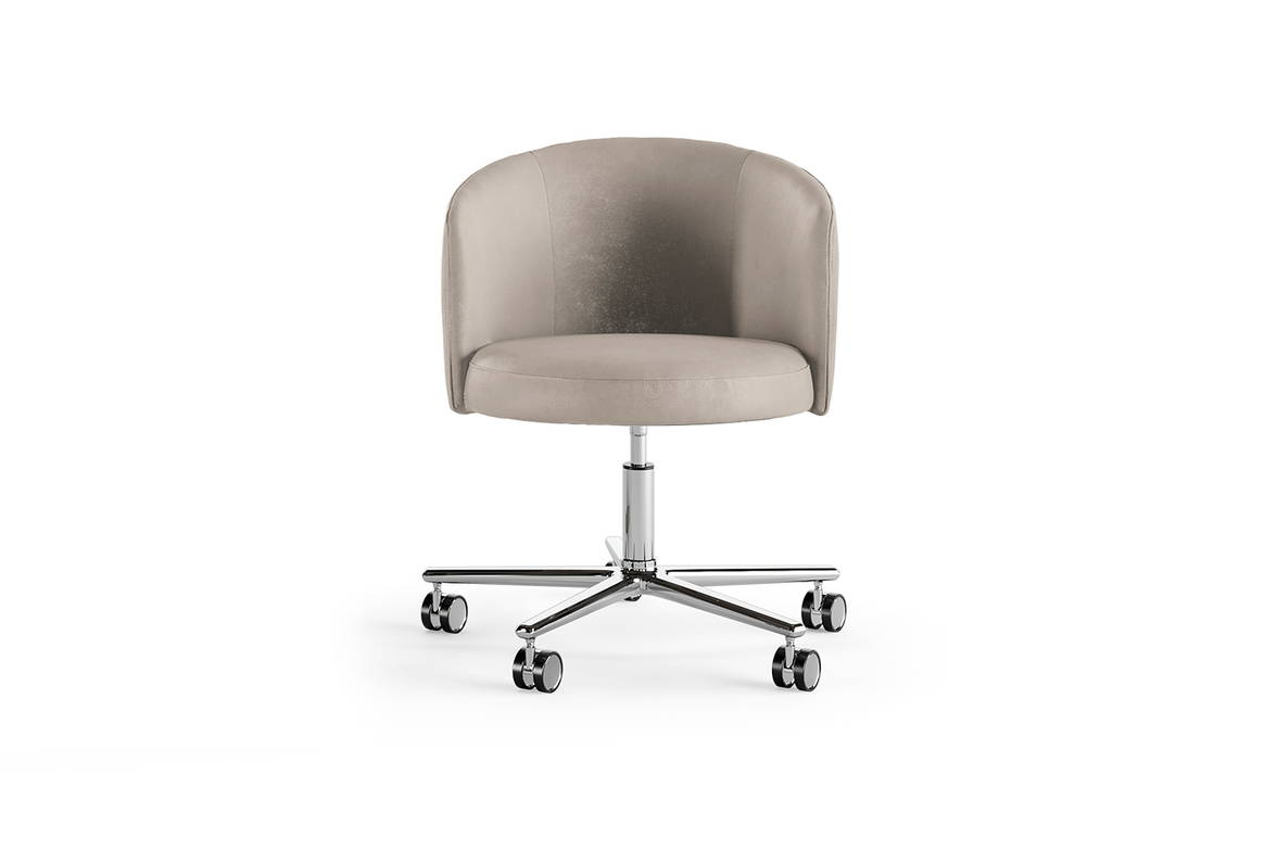 Jane office chair features a polished aluminum height adjustable base Jane office chair features a polished aluminum height adjustable base