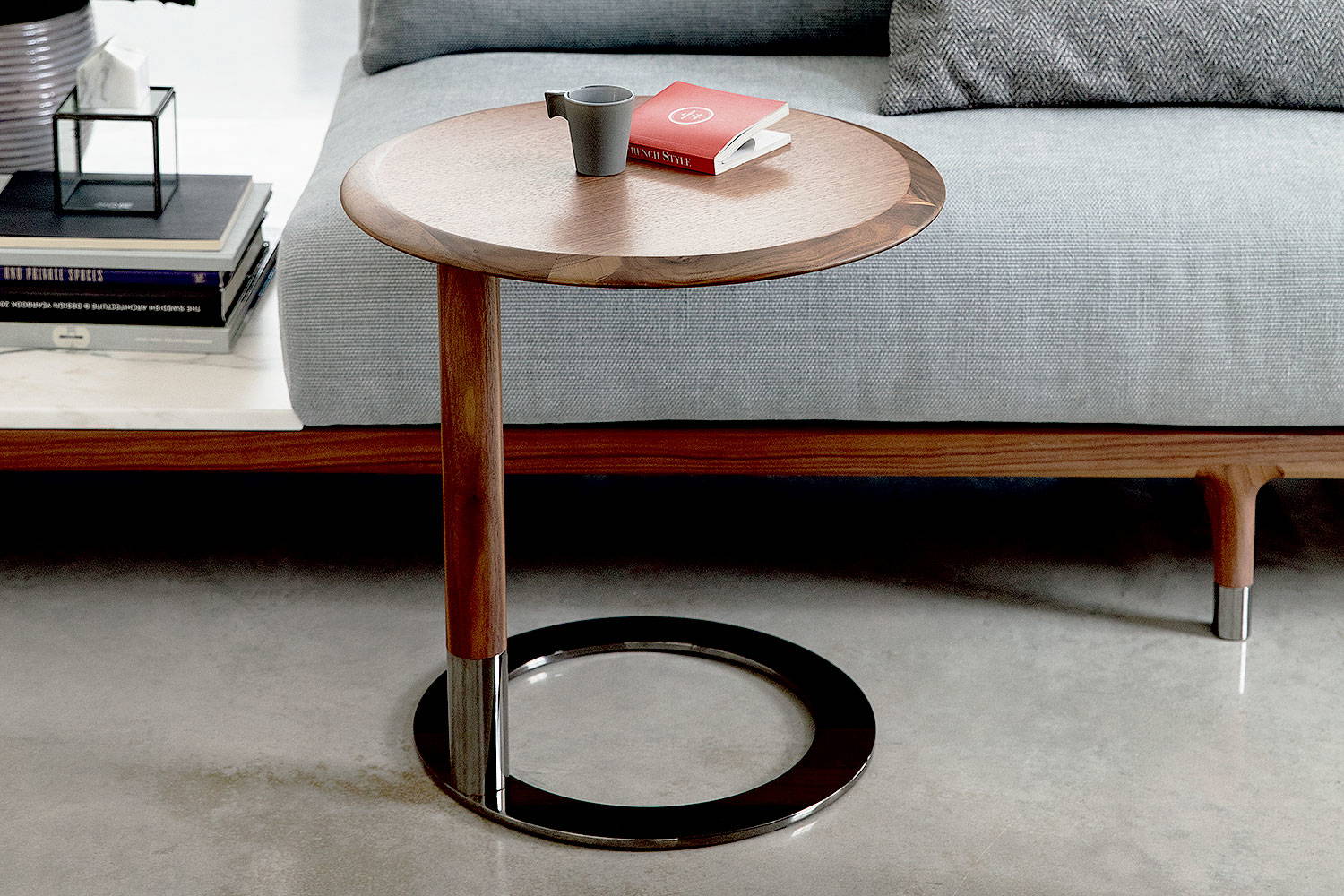 Jok end table with Argo sofa in living room setting by Porada