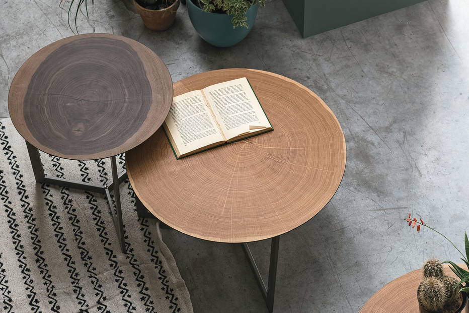 Joy Wood end tables by Tomasella aerial view