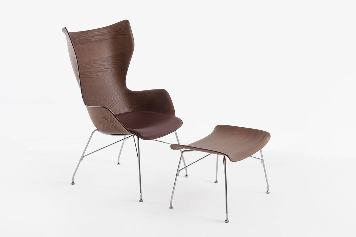 S/Wood footstool with K/Wood Leather chair S/Wood footstool with K/Wood Leather chair