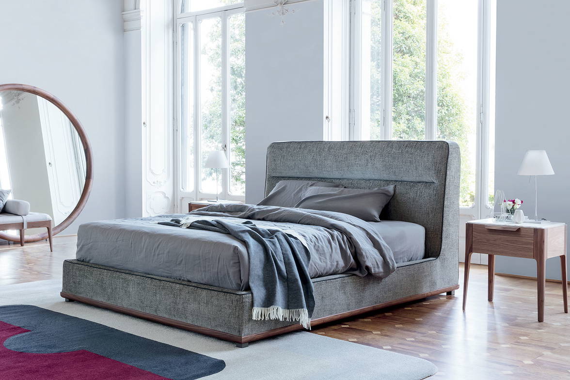 Kirk bed with Ziggy nightstand and Giove mirror by Porada Kirk bed with Ziggy nightstand and Giove mirror by Porada