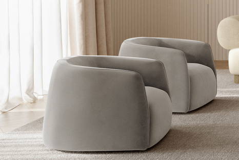 Kodi armchairs in Fjord Nordic fabric.
