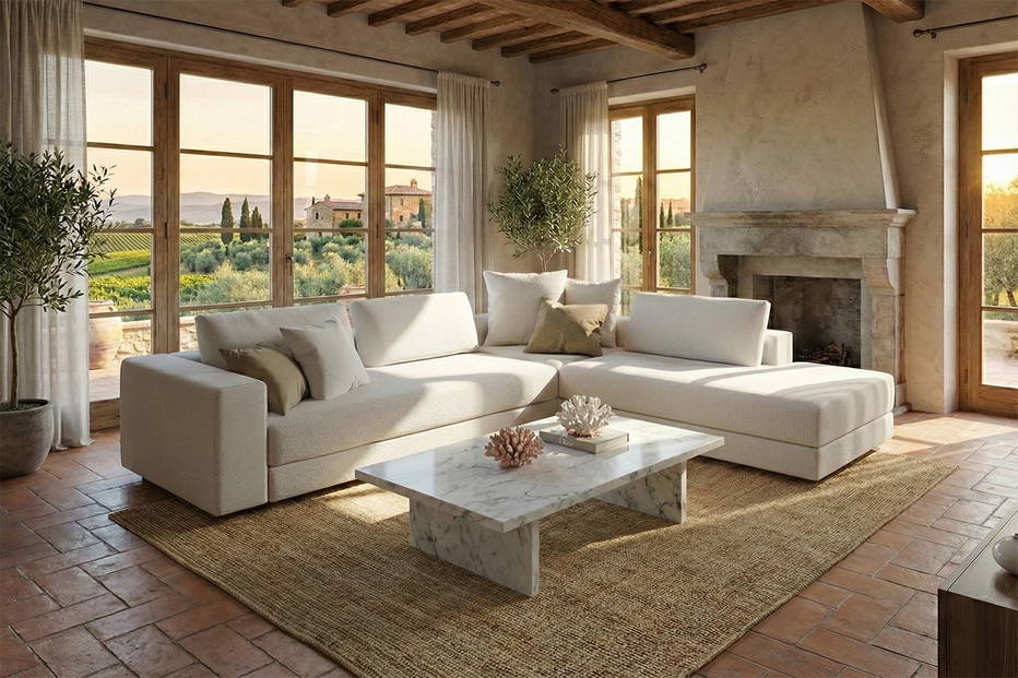 Kuba Plain sectional sofa in a living room