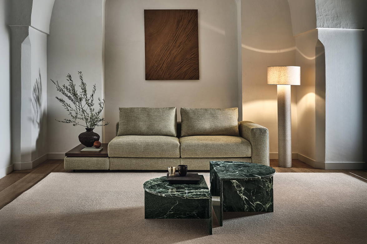 The Kuba Split Sofa with End Table with Botero end tables. The Kuba Split Sofa with End Table with Botero end tables.