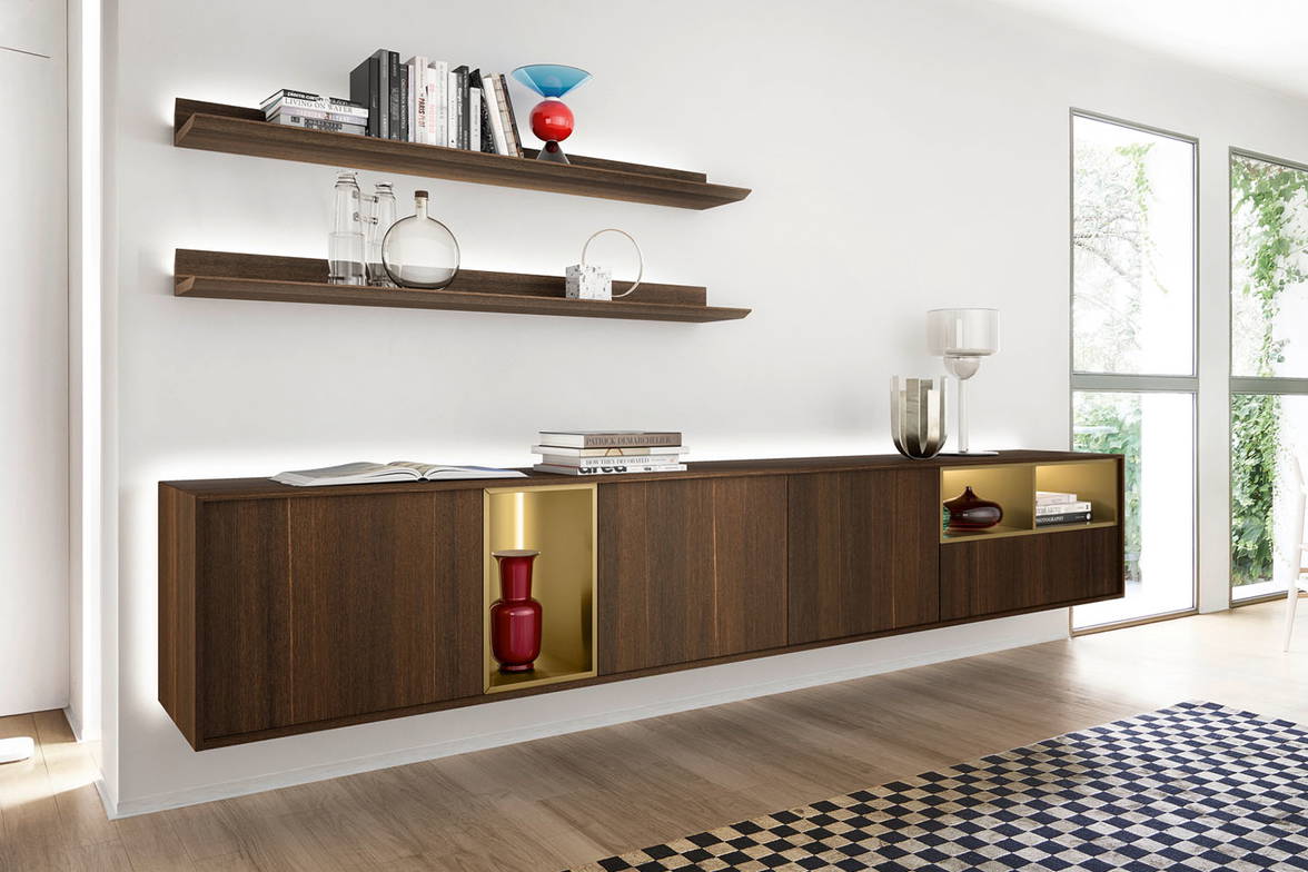 Lampo L7C80 Wall-Mounted Sideboard by San Giacomo (optional wall shelves) Lampo L7C80 Wall-Mounted Sideboard by San Giacomo (optional wall shelves)