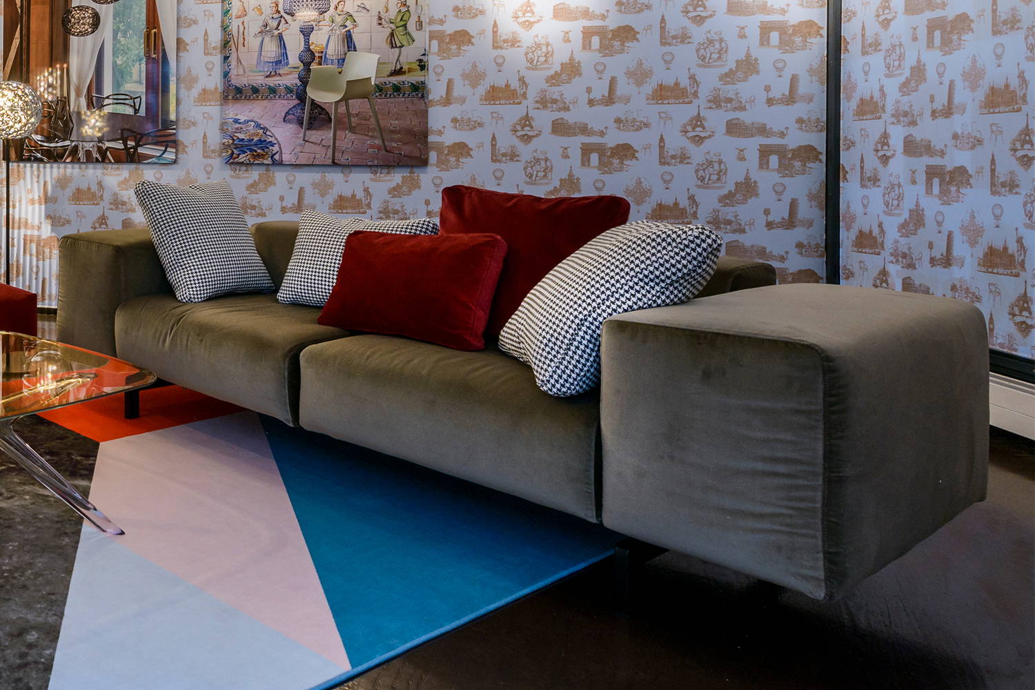 Largo velvet sofa in Dove Grey with the Largo pillows