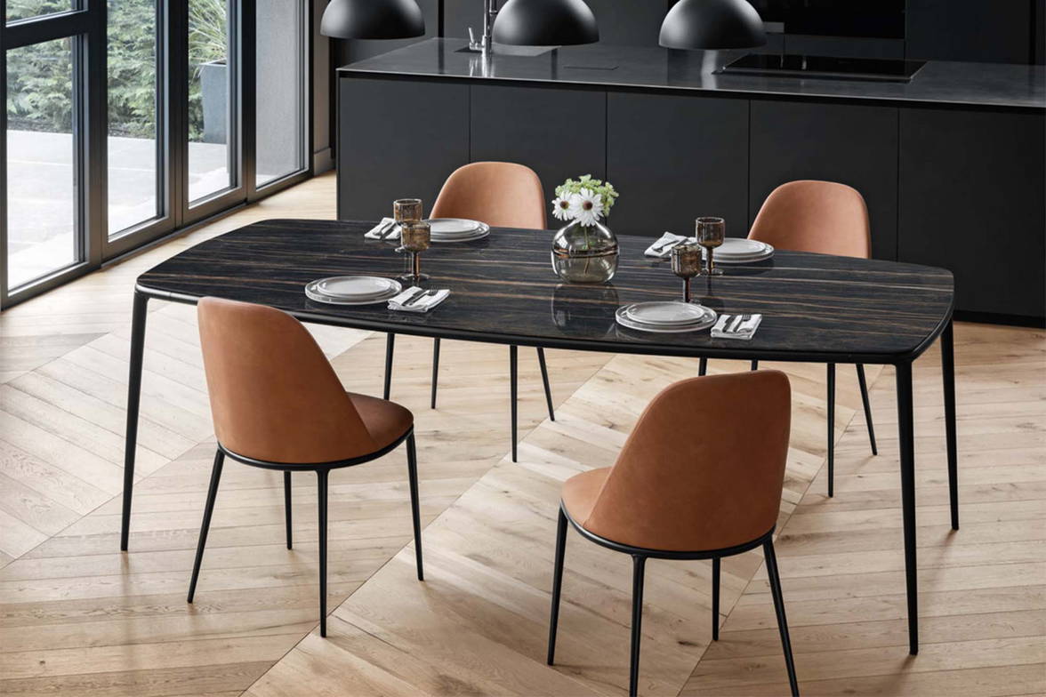 Lea Ceramic Dining Table with Charlotte Suspension Lights and Lea Dining Chairs Lea Ceramic Dining Table with Charlotte Suspension Lights and Lea Dining Chairs