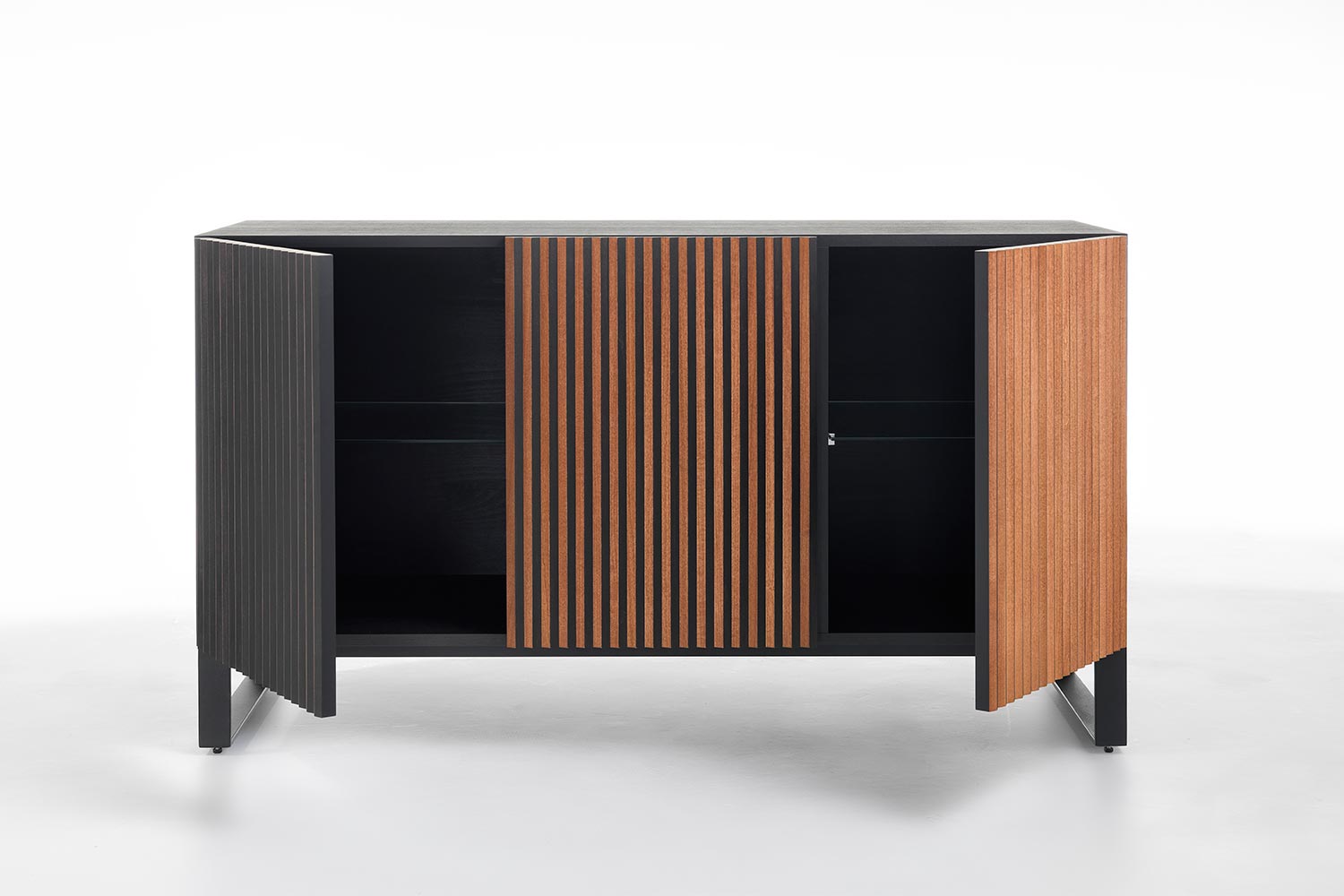 Leon sideboard with base by Horm with open doors
