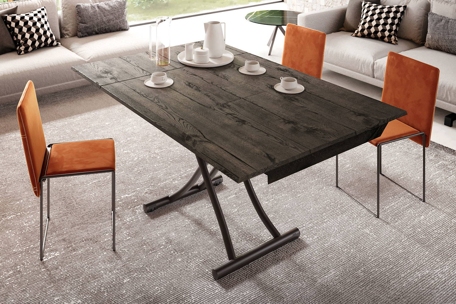 Leonardo transformable coffee table by Ozzio Italia