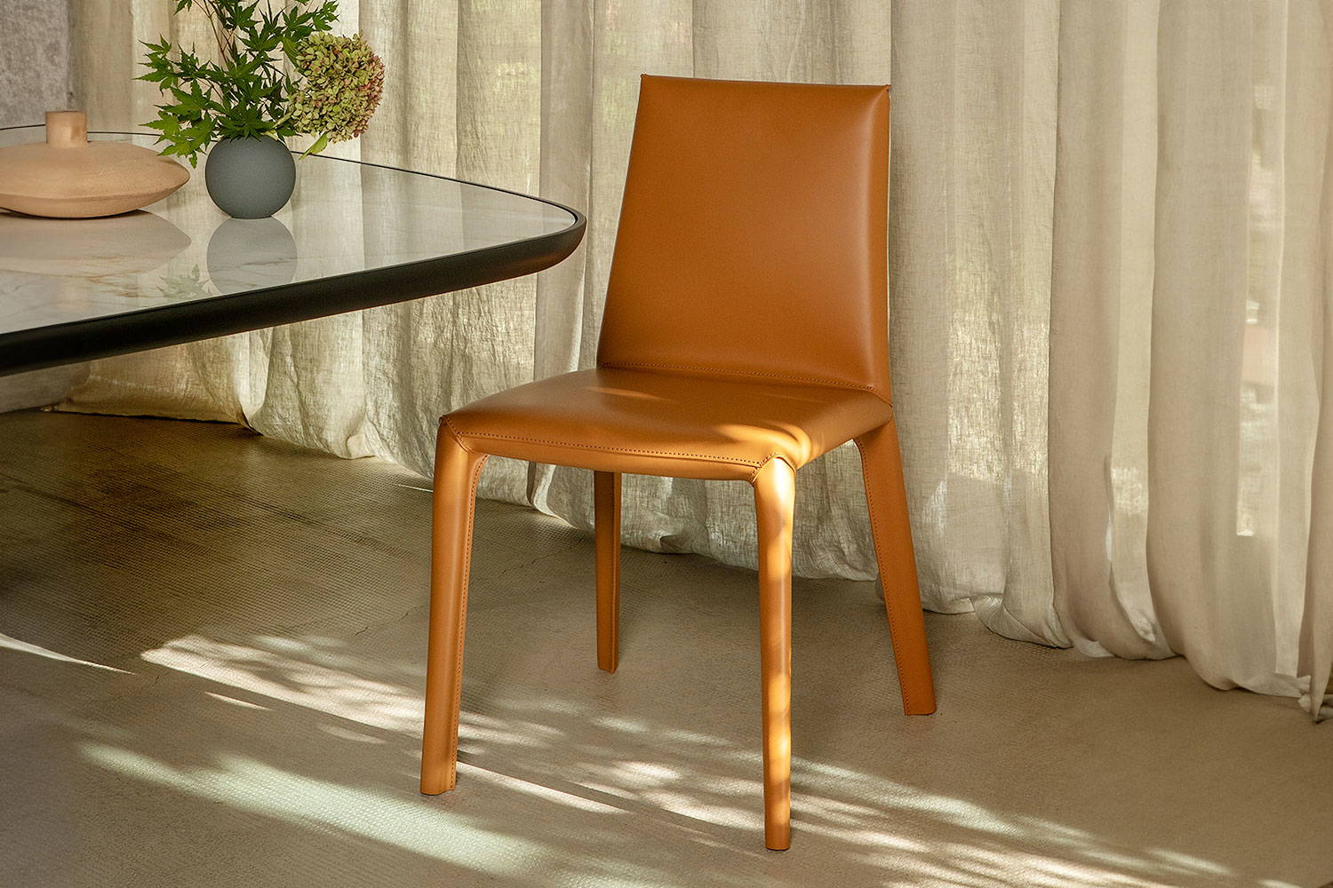 Lisa Hard Leather Dining Chair by Tonin Casa
