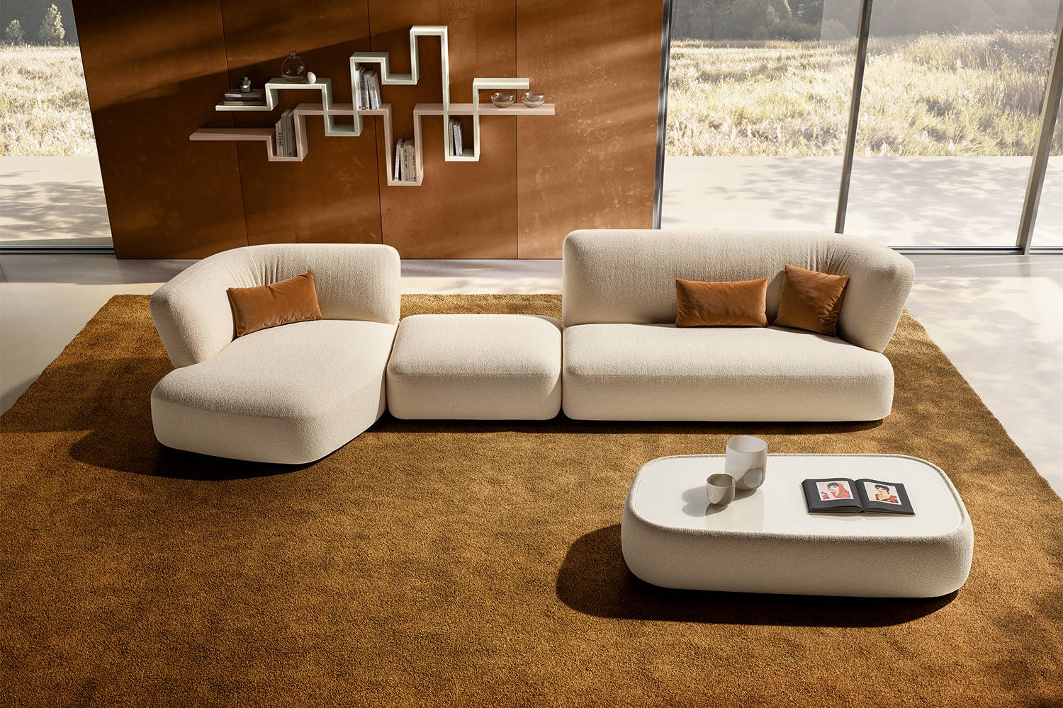 The Londy coffee table with the Londy sectional sofa.