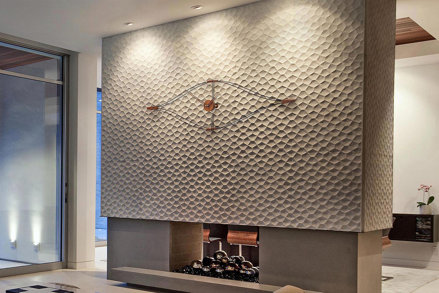 Look clock by Nomon over a fireplace