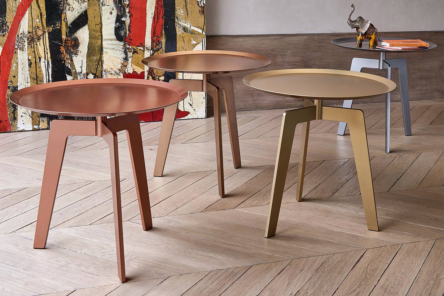 Lotus metal end tables by San Giacomo