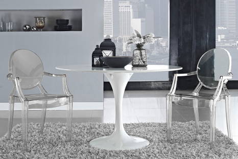 Louis Ghost dining chairs in living room