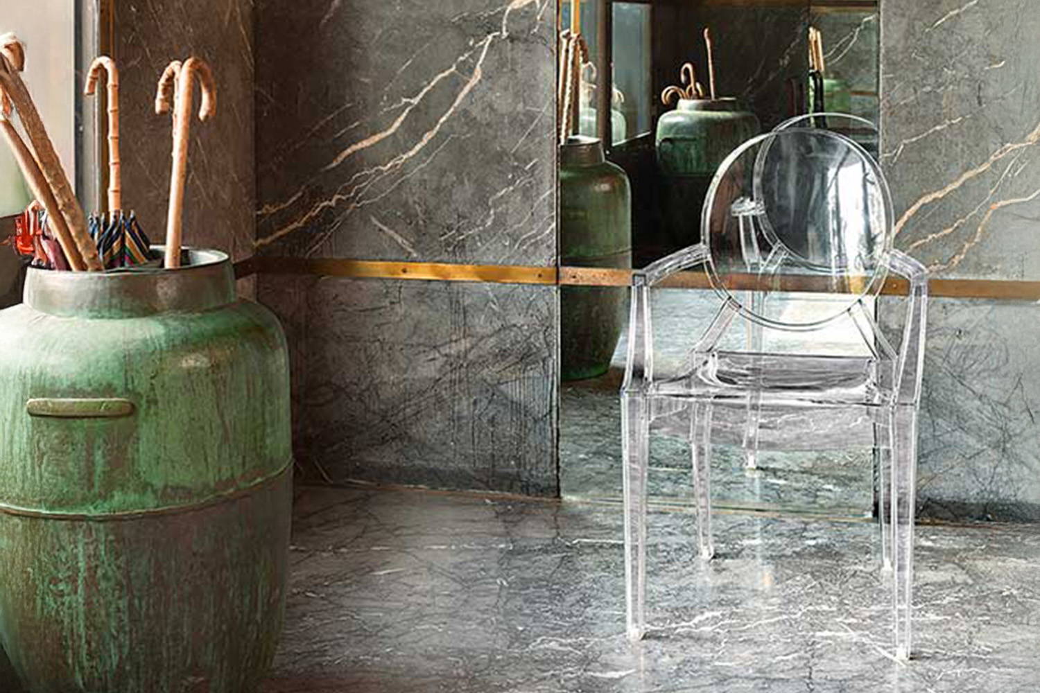 Louis Ghost Fire-Resistant Dining Chair (Set of 4) by Kartell