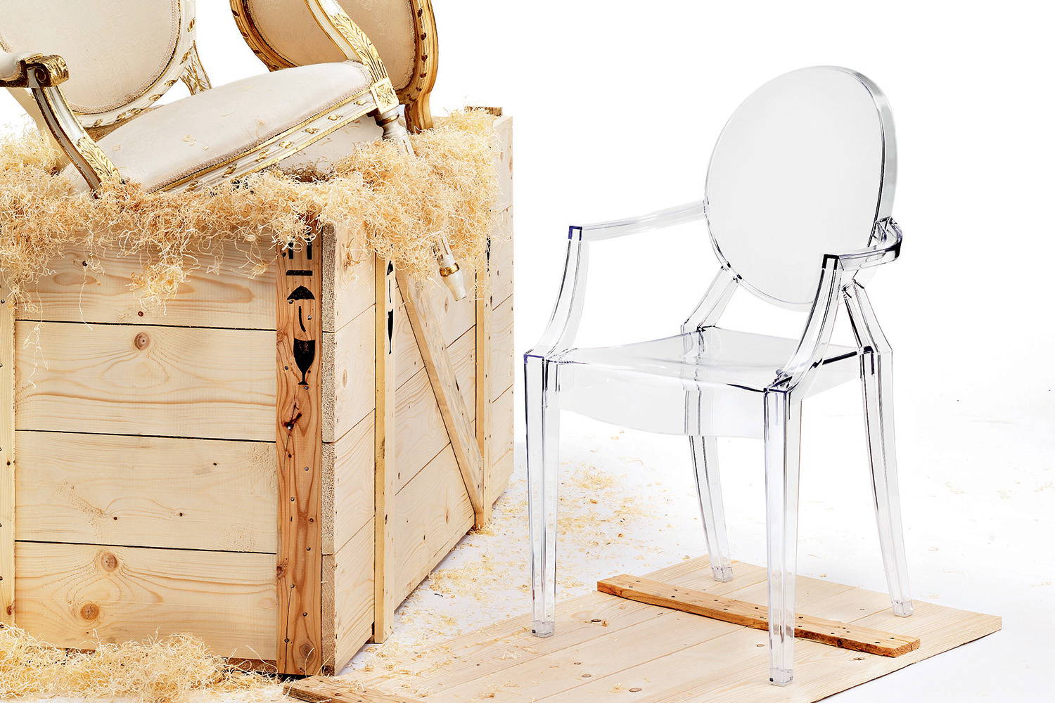 Louis Ghost Fire-Resistant Dining Chair (Set of 4) by Kartell Louis Ghost Fire-Resistant Dining Chair (Set of 4) by Kartell