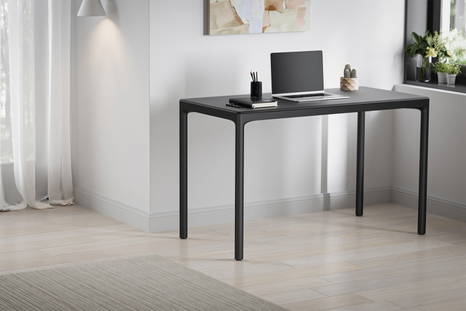 Luma 6761S Compact Office Desk with black satin-etched glass finish