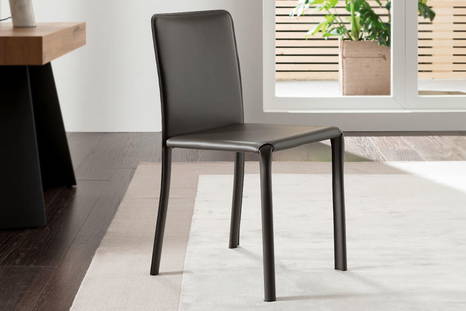 Lunette hard leather dining chair by Ozzio Italia