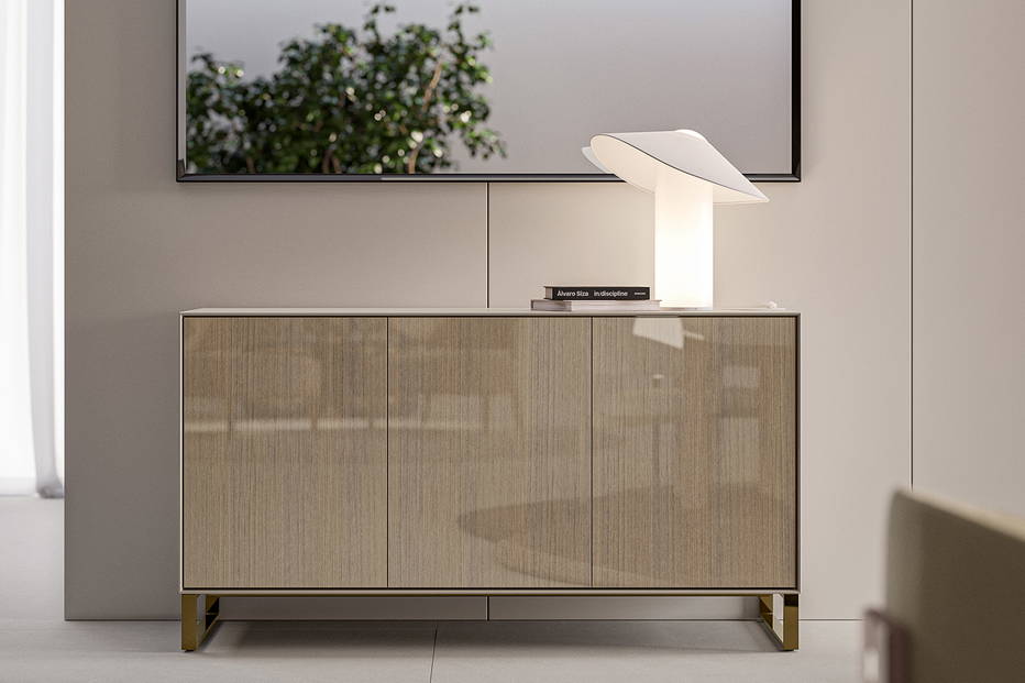 Madison Sideboard is available with the structure and doors in various matte or glossy wood and glossy lacquer finishes