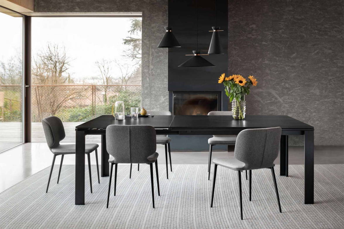 Marcopolo Extension Wood Dining Table with Wrap Dining Chairs and Japan Suspension Lights Marcopolo Extension Wood Dining Table with Wrap Dining Chairs and Japan Suspension Lights