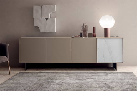 Match sideboard with ceramic accent panel