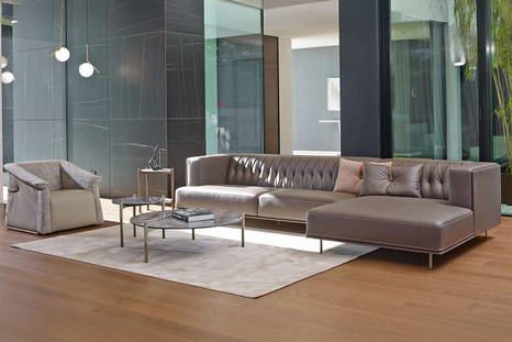 McQueen sectional sofa with chaise in composition with Neptune coffee table