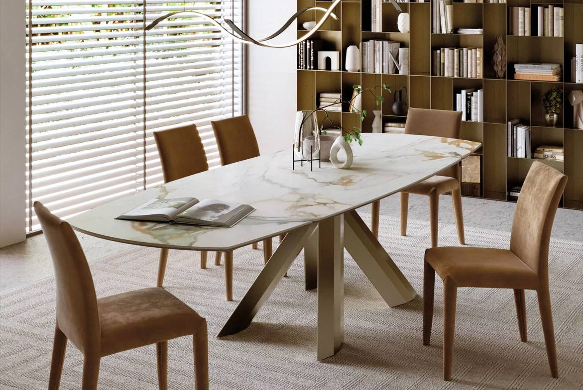 Menhir Extension dining table with ceramic top Menhir Extension dining table with ceramic top