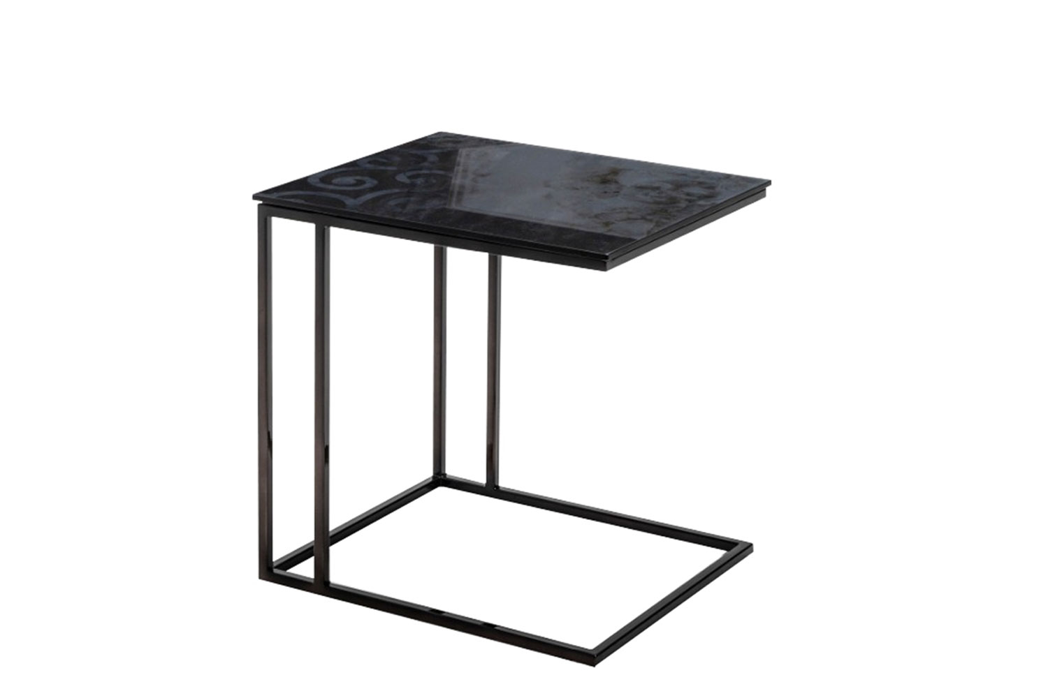 Metrico small end table with top in printed glass