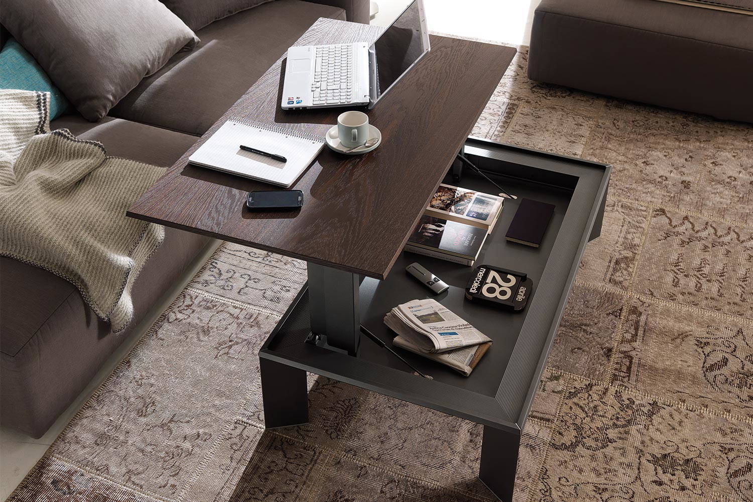 Metrino Lift-Up Coffee Table by Ozzio Italia | room service 360°
