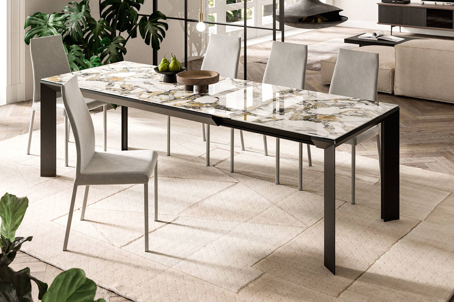 Metro extension dining table with Blitz Dining Chair