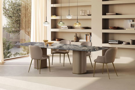 Milos Double Pedestal Dining Table Quickship