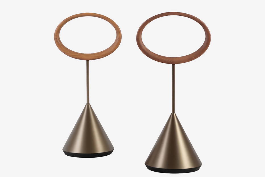 Miro Coat Racks with Canaletto walnut ring and stone bronze finish