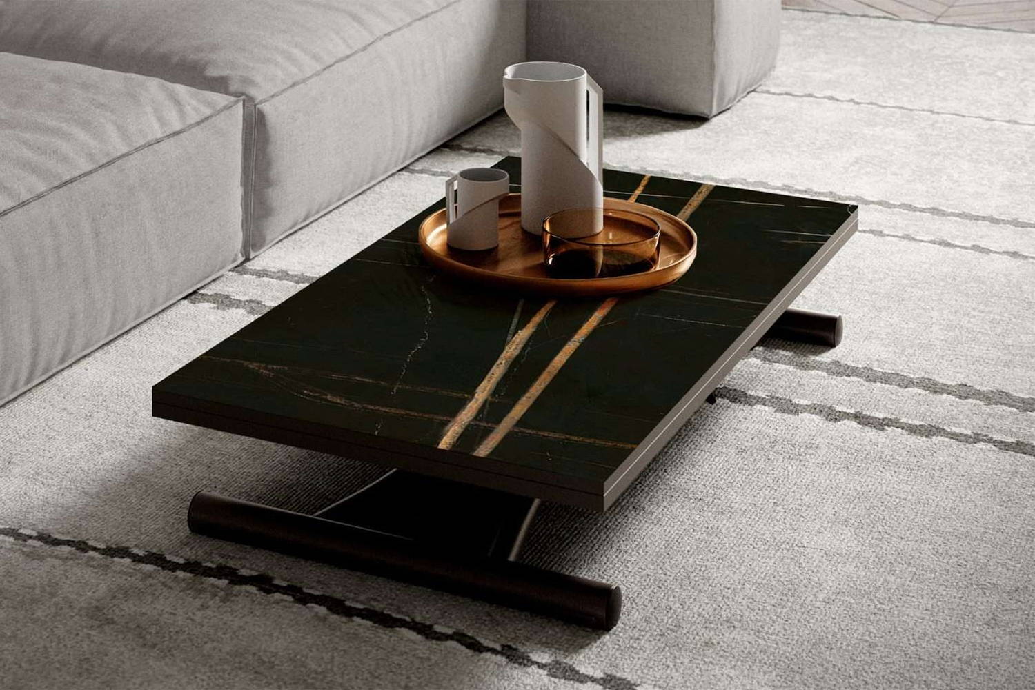 Mondial Cr Transformable Coffee Table by Ozzio Italia | room