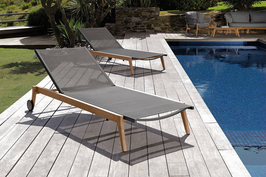 Moon Teak chaise lounges by Talenti