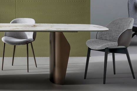 My Way wood dining chair by Flame dining table by Bonaldo
