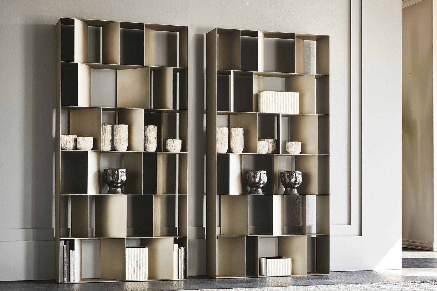 Nautilus bookcases in Titanium finish