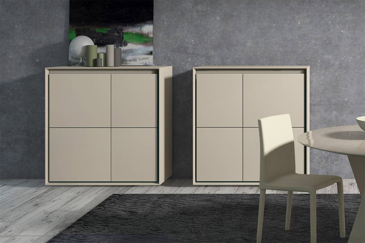 Neck cupboard with matching matte lacquer doors and structure Neck cupboard with matching matte lacquer doors and structure
