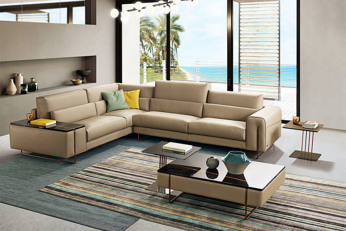 Newport sectional sofa with end table and Newport coffee table by Gamma Arredamenti Newport sectional sofa with end table and Newport coffee table by Gamma Arredamenti