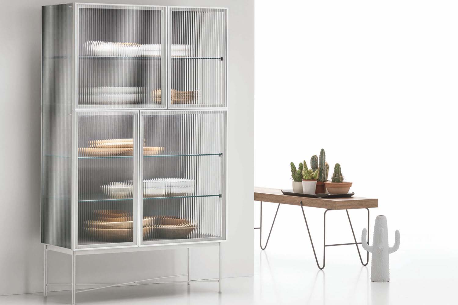 Nina cupboard with Reeded Glass fronts and sides